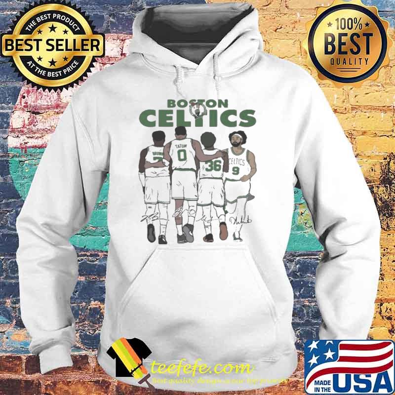 Boston Celtics Jaylen Brown Jayson Tatum Marcus Smart and Derrick White signatures sport s Hoodie Boston Celtics Jaylen Brown Jayson Tatum Marcus Smart and Derrick White signatures sport s Hoodie