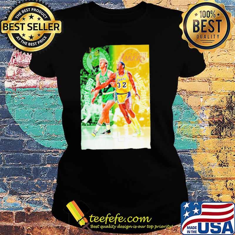 Boston Celtics Vs Los Angeles Lakers Larry Bird and Magic Johnson s Ladies tee Boston Celtics Vs Los Angeles Lakers Larry Bird and Magic Johnson s Ladies tee