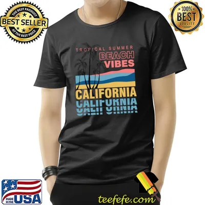 California beach vibes tropical summer vintage typography palms tree T-Shirt