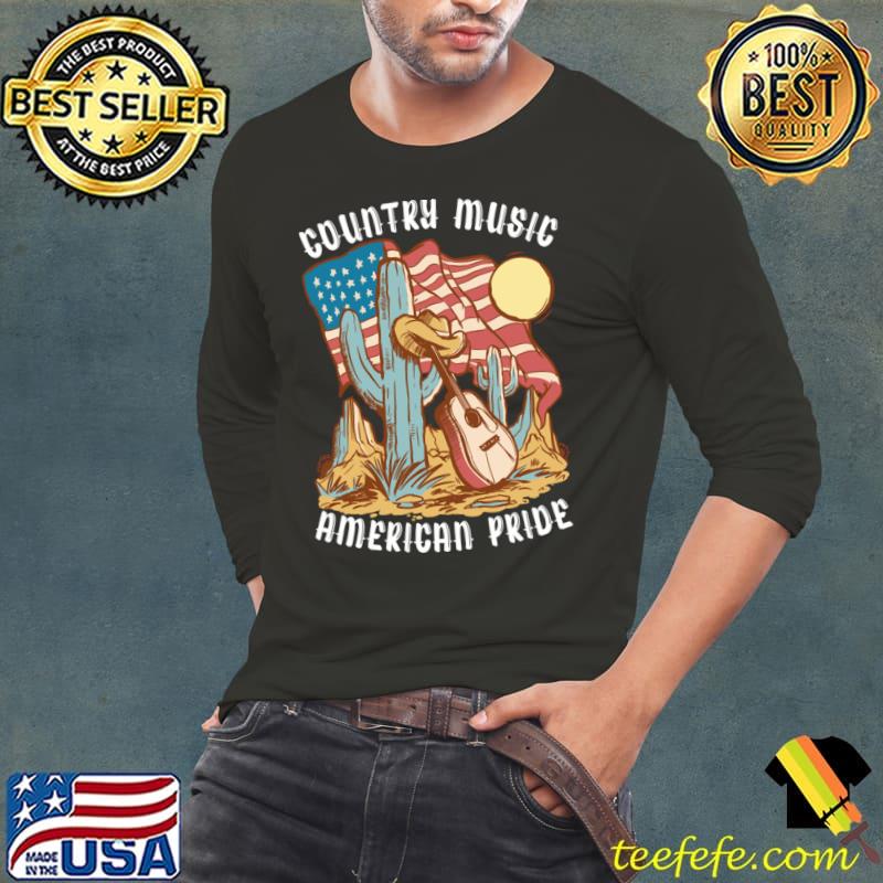 Country Music American Pride American Flag Guitar Cactus T-Shirt Long Sleeve Tee Country Music American Pride American Flag Guitar Cactus T-Shirt Long Sleeve Tee