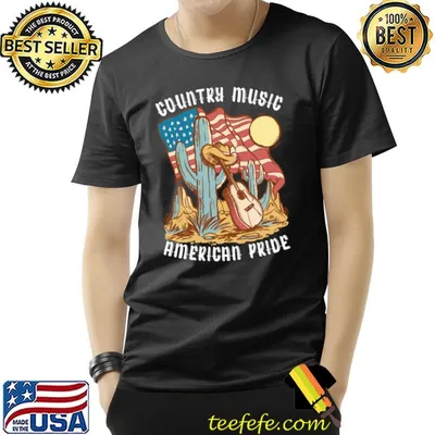 Country Music American Pride American Flag Guitar Cactus T-Shirt