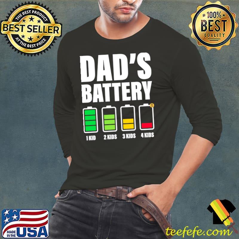 Dad Of 4 Kids Low Battery Father’s Day Colors T-Shirt