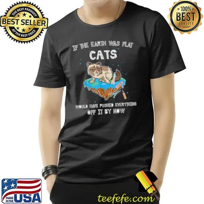 Earth Cat If Earth Was Flat Cats Would Have Pused Kitten Universe Space Science T-Shirt