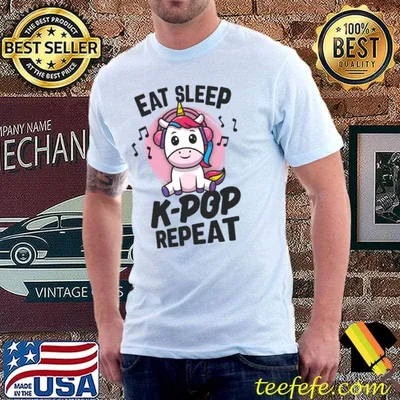 Eat Sleep KPop Repeat Kawaii Unicorn Korean Merchandise T-Shirt