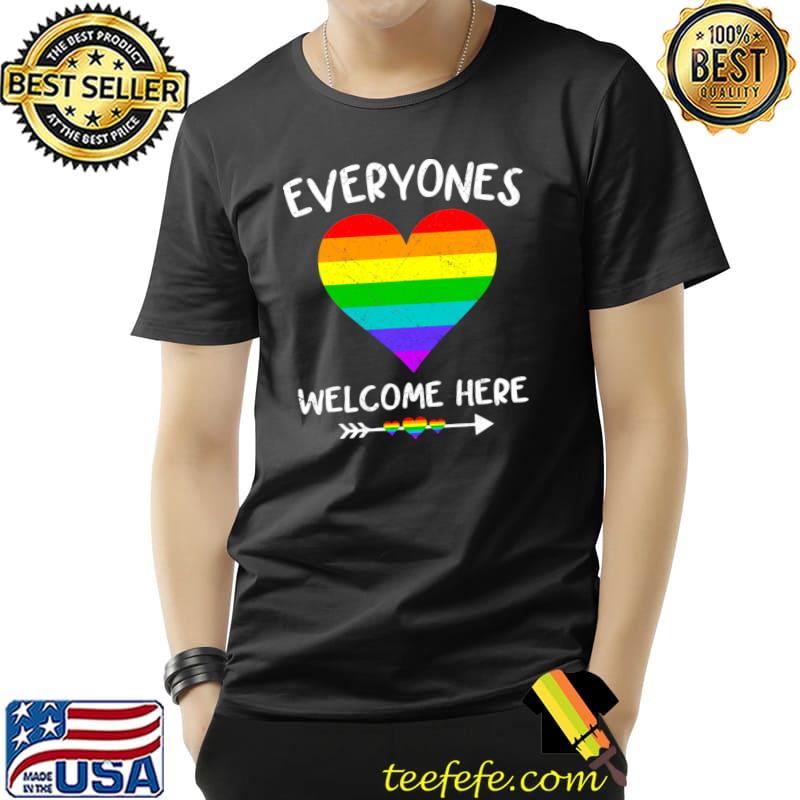 Everyone Is Welcome Here Hearts LGBTQ Pride Ally T-Shirt Everyone Is Welcome Here Hearts LGBTQ Pride Ally T-Shirt