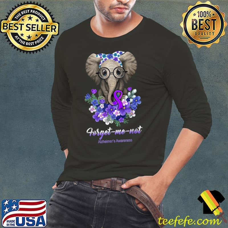 Forget me not alzheimer's awareness elephant flower T-Shirt Long Sleeve Tee Forget me not alzheimer's awareness elephant flower T-Shirt Long Sleeve Tee