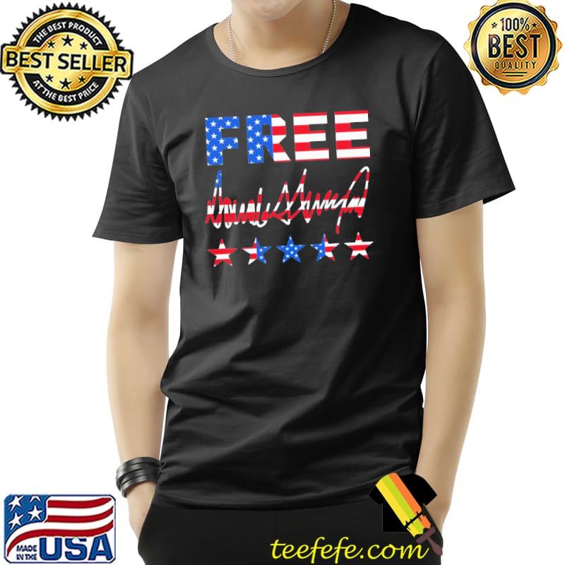 Free Donald Trump signature America flag shirt