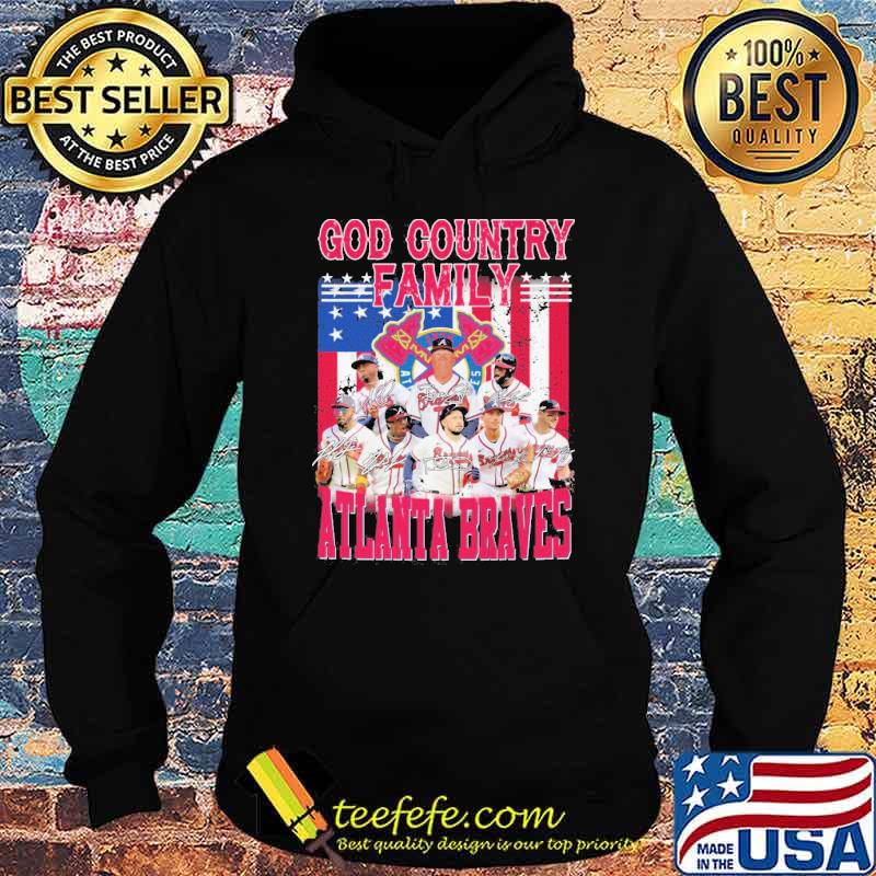 God country family Atlanta Braves signatures America flag shirt
