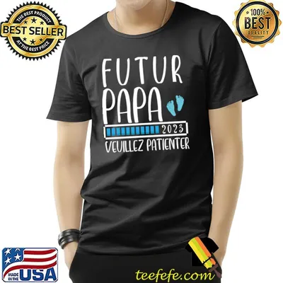 Homme Futur Papa 2023 Vevillez Patienter Loading T-Shirt