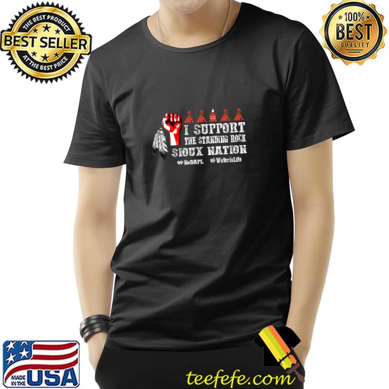 I Support Standing Rock Sioux Nation Fist Clinching Eagle Feathers With Beads T-Shirt Unisex I Support Standing Rock Sioux Nation Fist Clinching Eagle Feathers With Beads T-Shirt Unisex