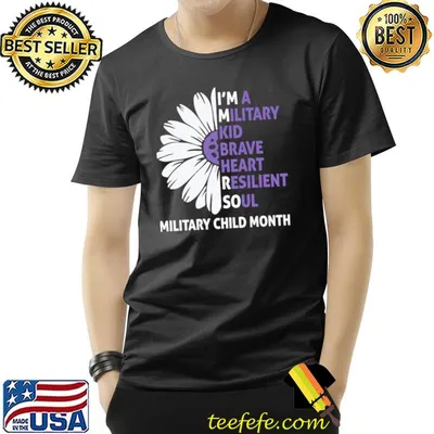 I'm A Military Kid Brave Heart Resilient Soul Military Flowers T-Shirt