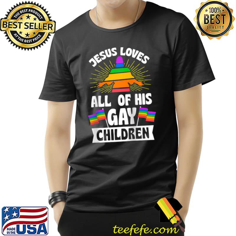 Jesus Loves All Of His Gay Children Christian Lgbt Ally Raglan T-Shirt