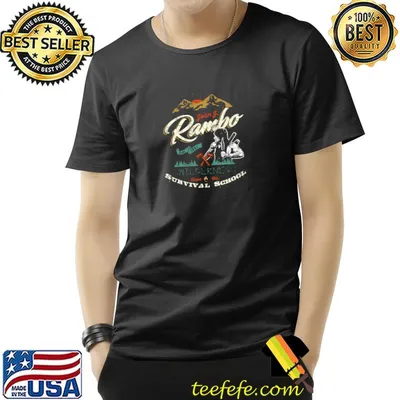 John J.Rambo Wilderness Survival School Est 1982 Mountain Sunset Retro T-Shirt