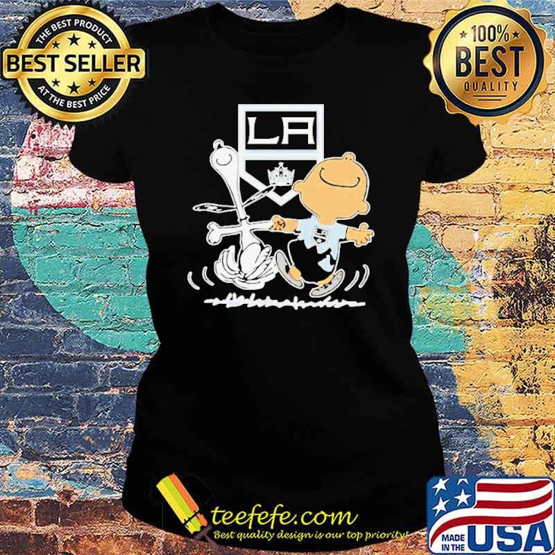 Los Angeles Kings Snoopy and Charlie Brown dancing sport s Ladies tee Los Angeles Kings Snoopy and Charlie Brown dancing sport s Ladies tee