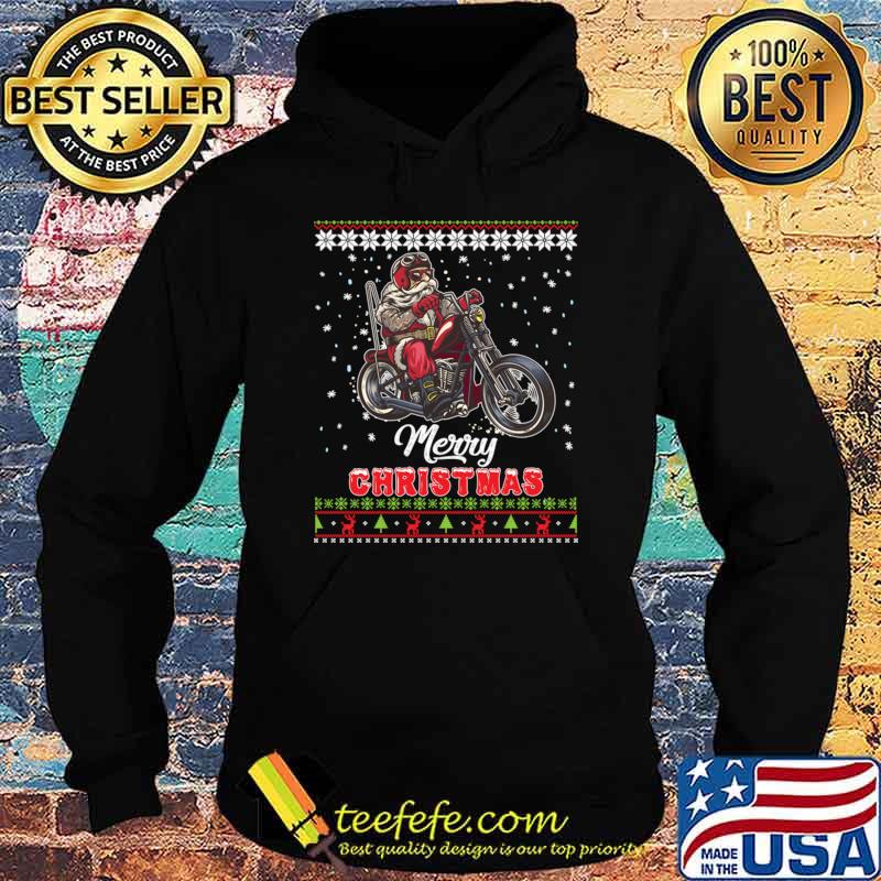 Merry Christmas Santa Claus Riding Motorcycle Dirt Bike T-Shirt