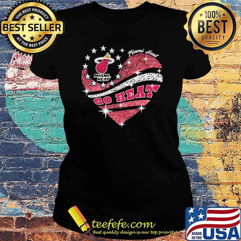 Miami heat go heat diamond heart s Ladies tee Miami heat go heat diamond heart s Ladies tee