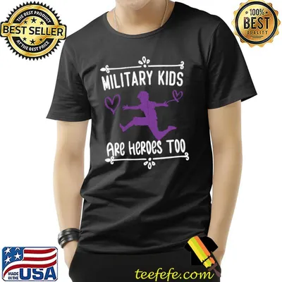 Military Kids Are Heroes Tooshirt Purple Military Child Month T-Shirt