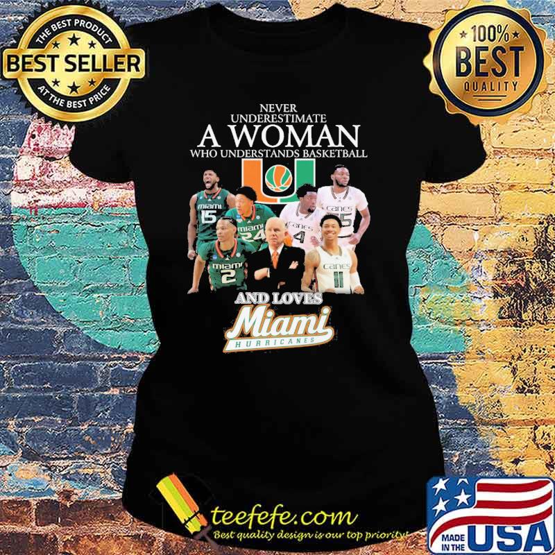 Never underestimate a woman who understands basketball and loves Miami Hurricanes s Ladies tee Never underestimate a woman who understands basketball and loves Miami Hurricanes s Ladies tee