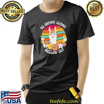 No Drama Llama, Mellow Out Flowers Vintage Sunset T-Shirt