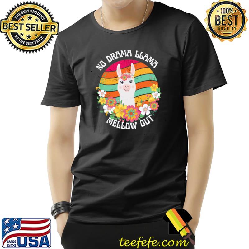 No Drama Llama, Mellow Out Flowers Vintage Sunset T-Shirt