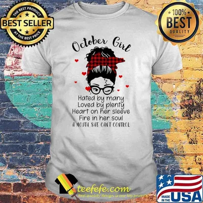 October Girl Hated By Many Woman Messy Bun Face Wink Eye Plaid T-Shirt