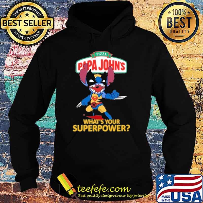 Pizza papa John's what's your superpower stitch shirt
