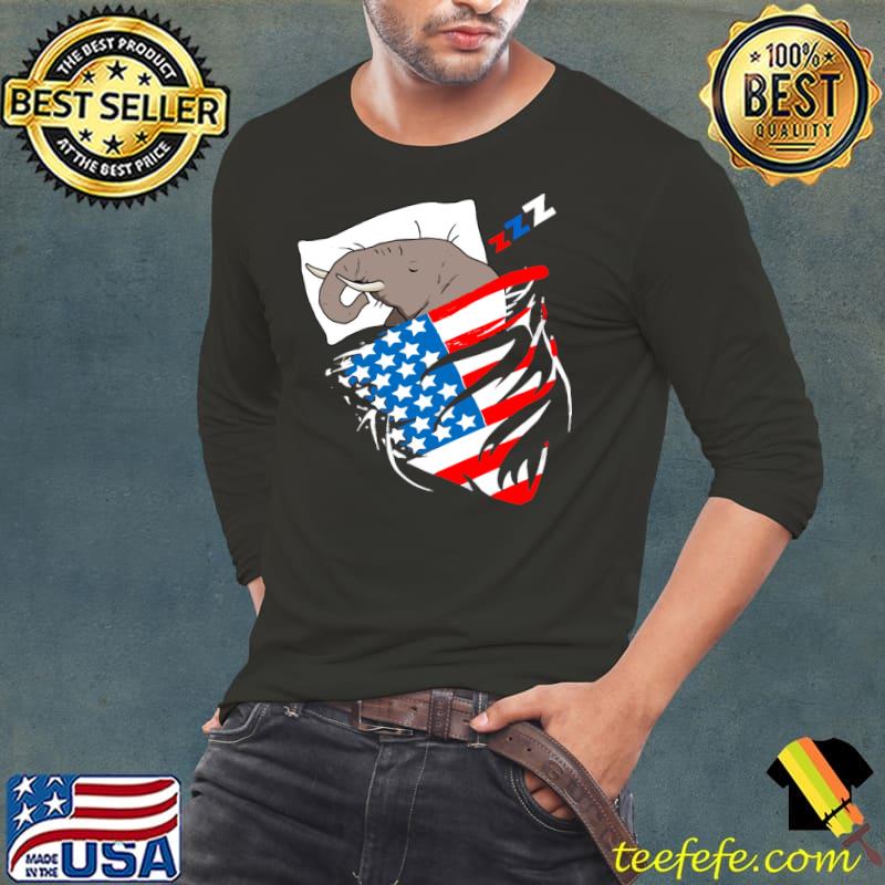 Sleeping Elephant American Flag Elephant T-Shirt Long Sleeve Tee Sleeping Elephant American Flag Elephant T-Shirt Long Sleeve Tee