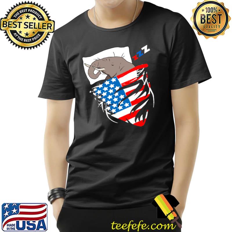 Sleeping Elephant American Flag Elephant T-Shirt Unisex Sleeping Elephant American Flag Elephant T-Shirt Unisex