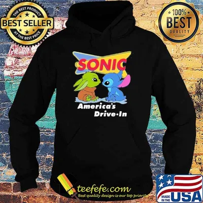 Sonic america's drive in baby yoda and stitch shirt