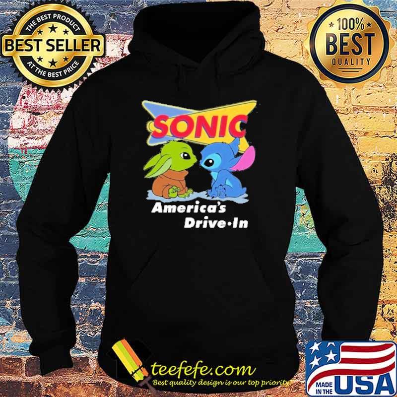 Sonic america's drive in baby yoda and stitch shirt