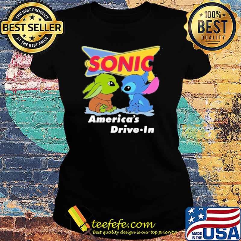 Sonic america's drive in baby yoda and stitch s Ladies tee Sonic america's drive in baby yoda and stitch s Ladies tee