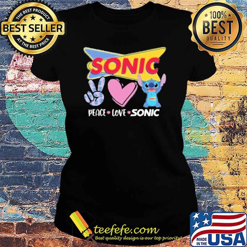 Sonic peace love sonic stitch s Ladies tee Sonic peace love sonic stitch s Ladies tee