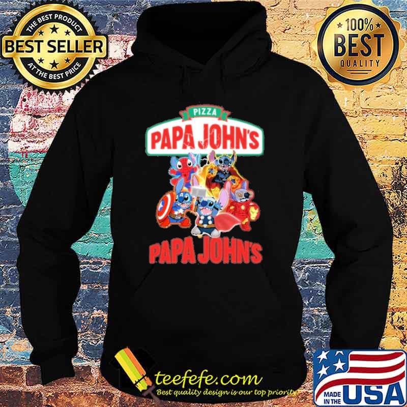Spiderman Captain America Thor marvel Pizza papa John's stitch shirt