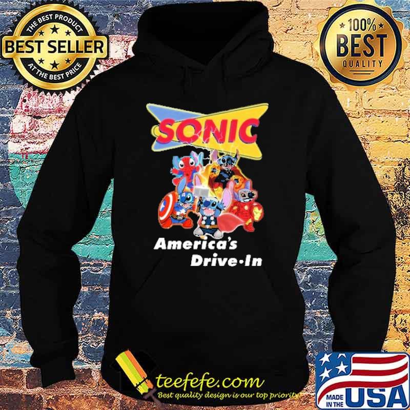 Spiderman Captain America Thor marvel Sonic America's drive in stitch shirt