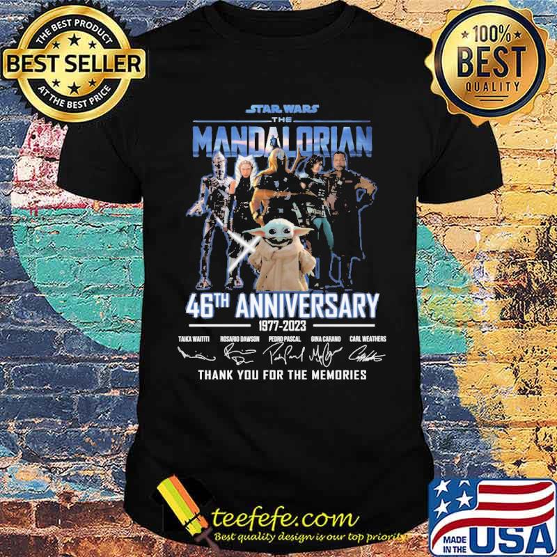 Star Wars the Mandalorian 46th anniversary 1977-2023 thank you for the memories baby yoda signatures s Unisex Star Wars the Mandalorian 46th anniversary 1977-2023 thank you for the memories baby yoda signatures s Unisex
