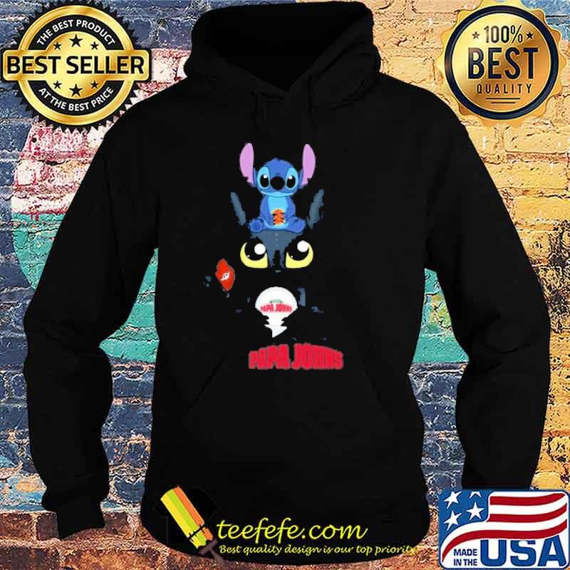 Stitch toothless hug pizza papa john's shirt