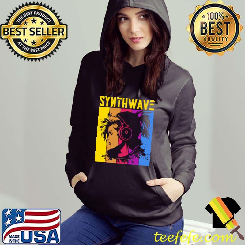 Synthwave girl with headphones electronic dance music lover retro T-Shirt Hoodie Synthwave girl with headphones electronic dance music lover retro T-Shirt Hoodie
