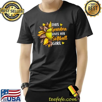 This Grandma Loves Her Softball Girl Sunflower Softball Leopard T-Shirt