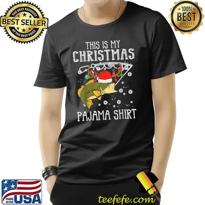 This Is My Christmas Pajama Fishing Santa Hat Xmas PJs T-Shirt