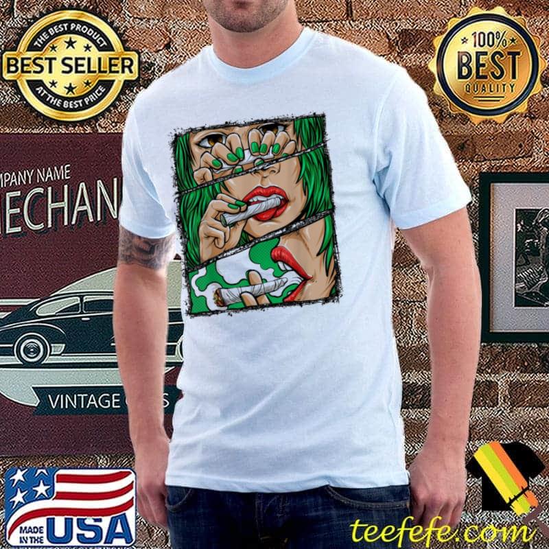 Weed girl smoking shirt