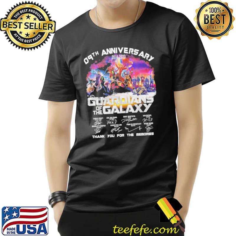 09th anniversary 2014 2023 Guardians of the galaxy thank you the memories signatures shirt