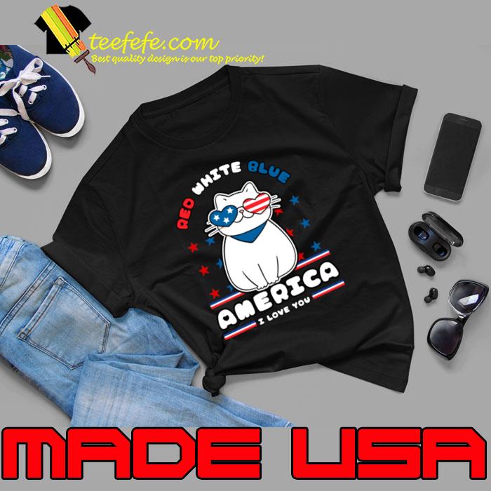 4th Jul Red White Blue America I Love You Cat With Sunglasses Us Flag T-Shirt Unisex 4th Jul Red White Blue America I Love You Cat With Sunglasses Us Flag T-Shirt Unisex
