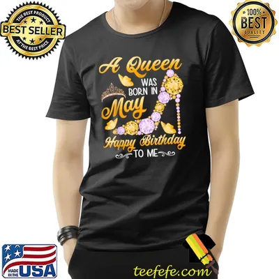 A Queen Was Born In May Birthday High Heel Diamond Butterfly T-Shirt