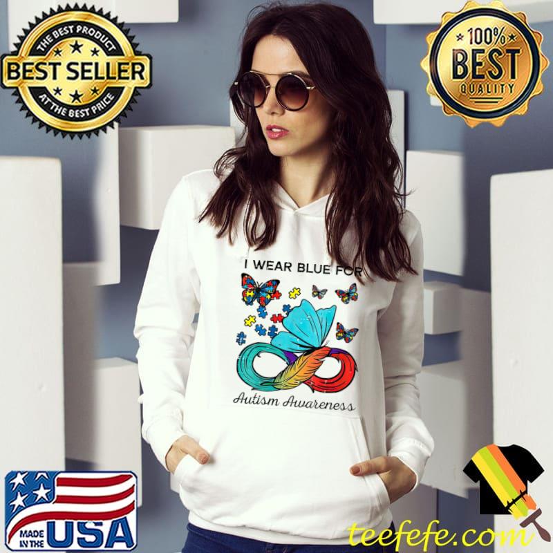 Autism Butterfly I Wear Blue For Autism Awareness T-Shirt Hoodie Autism Butterfly I Wear Blue For Autism Awareness T-Shirt Hoodie