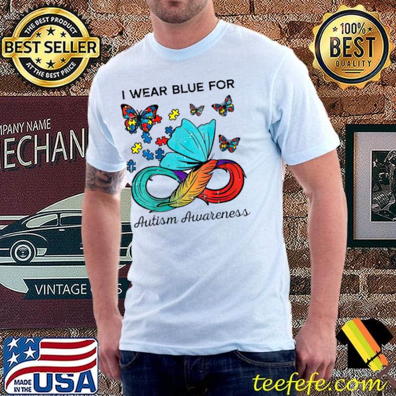 Autism Butterfly I Wear Blue For Autism Awareness T-Shirt