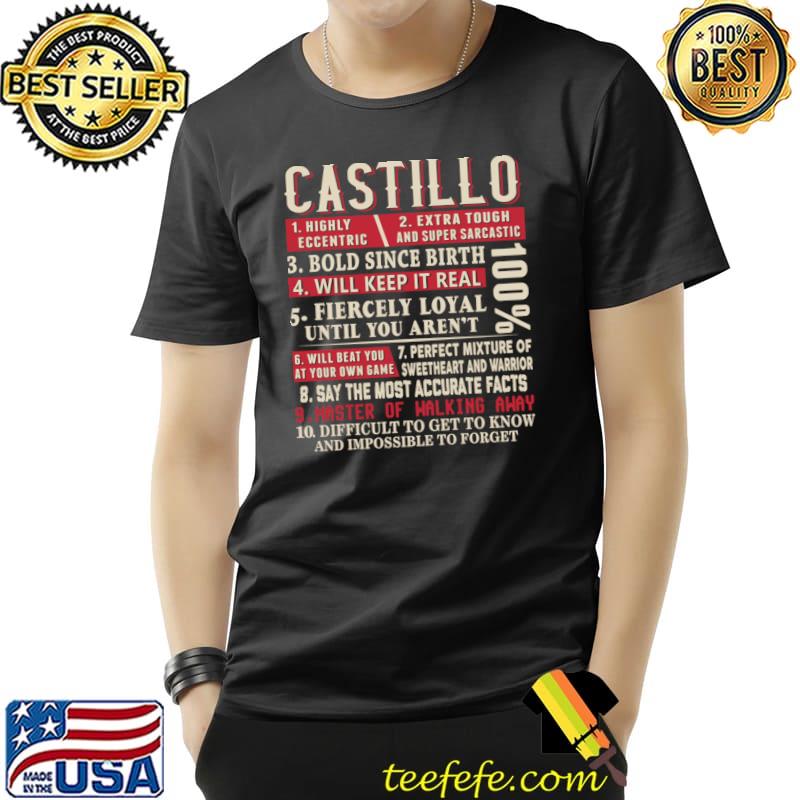 Castillo Name Will keep It Real Fiercely Loyal Until Aren't Accurate Facts T-Shirt Castillo Name Will keep It Real Fiercely Loyal Until Aren't Accurate Facts T-Shirt