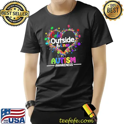 Color outside the lines autism awareness heart warcolor shirt