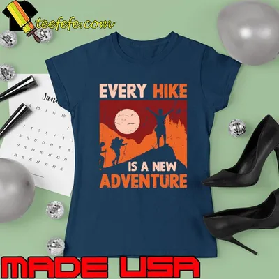 Each Hike Is A New Adventure I Hiking Mountain Sun Retro T-Shirt