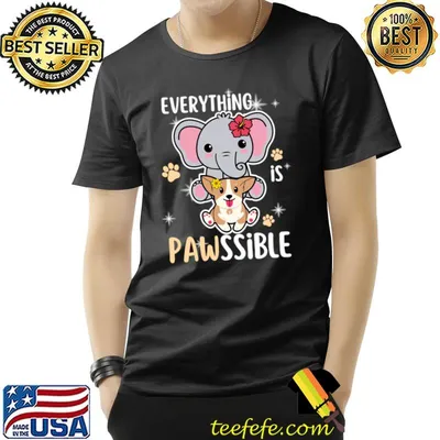 Elephant And Dog Motivation Quote Everything is Pawssible T-Shirt