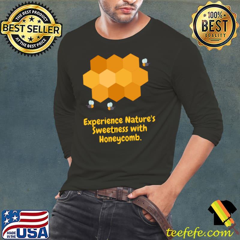 Experience Nature's Sweetness With Honeycomb Bees T-Shirt Long Sleeve Tee Experience Nature's Sweetness With Honeycomb Bees T-Shirt Long Sleeve Tee